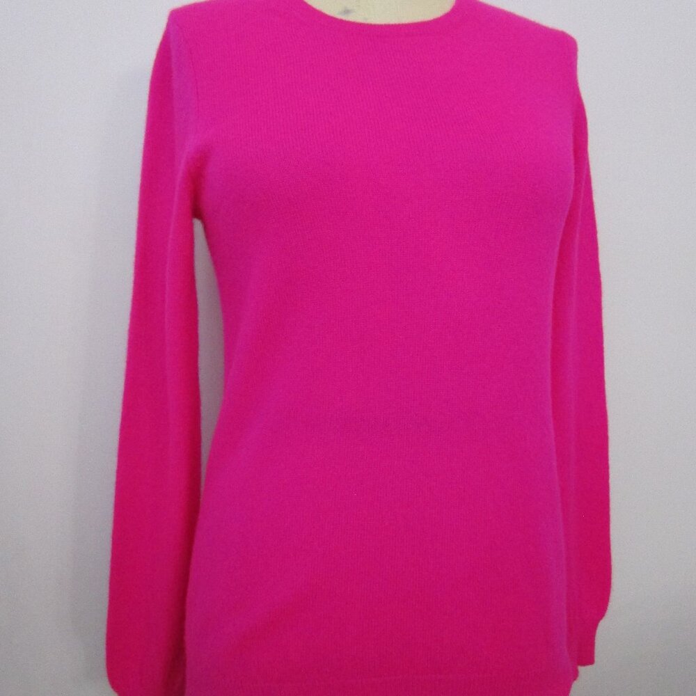 CASHMERE Pullover Knit Sweater Charter Club Luxury Crew Cuddly Neon Fuch